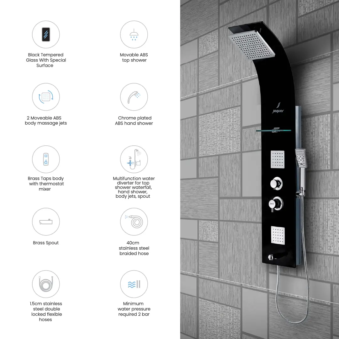 Jaquar Curve Neo Shower Wall Panel White Almunium Finish - Image 2