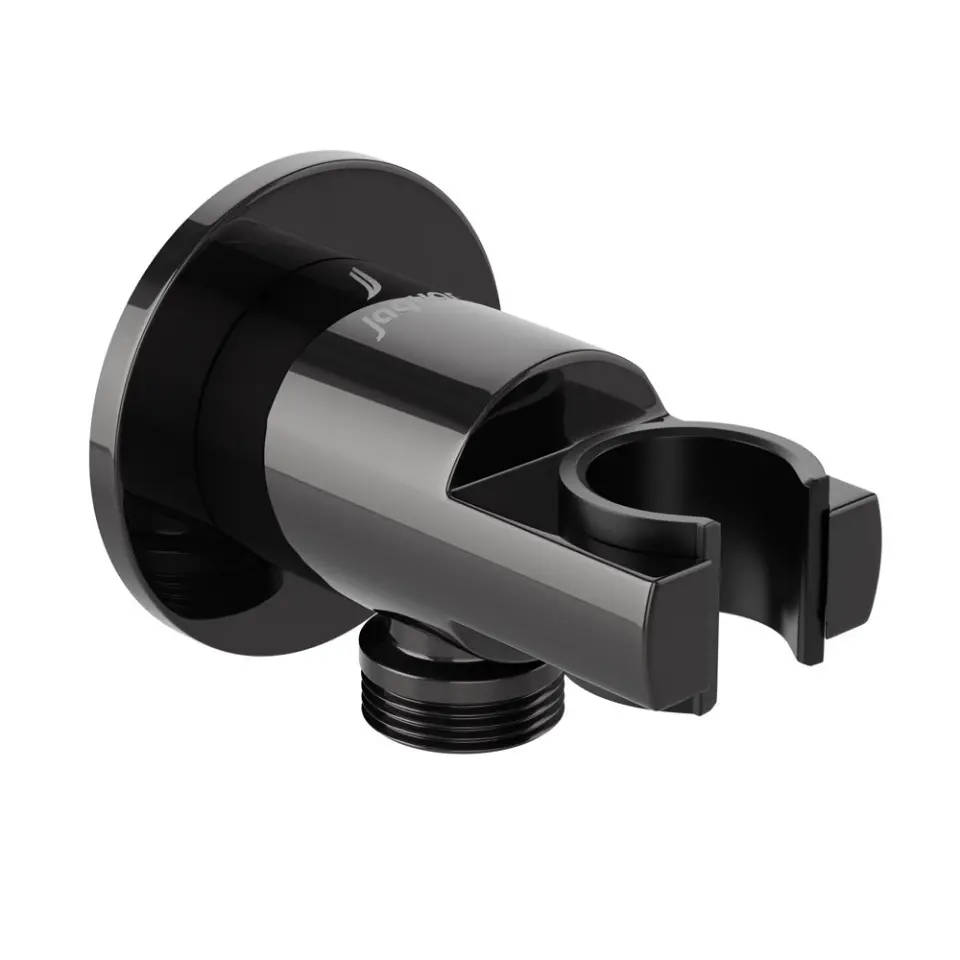 Jaquar Black Chrome Round Wall Outlet with Handset Holder