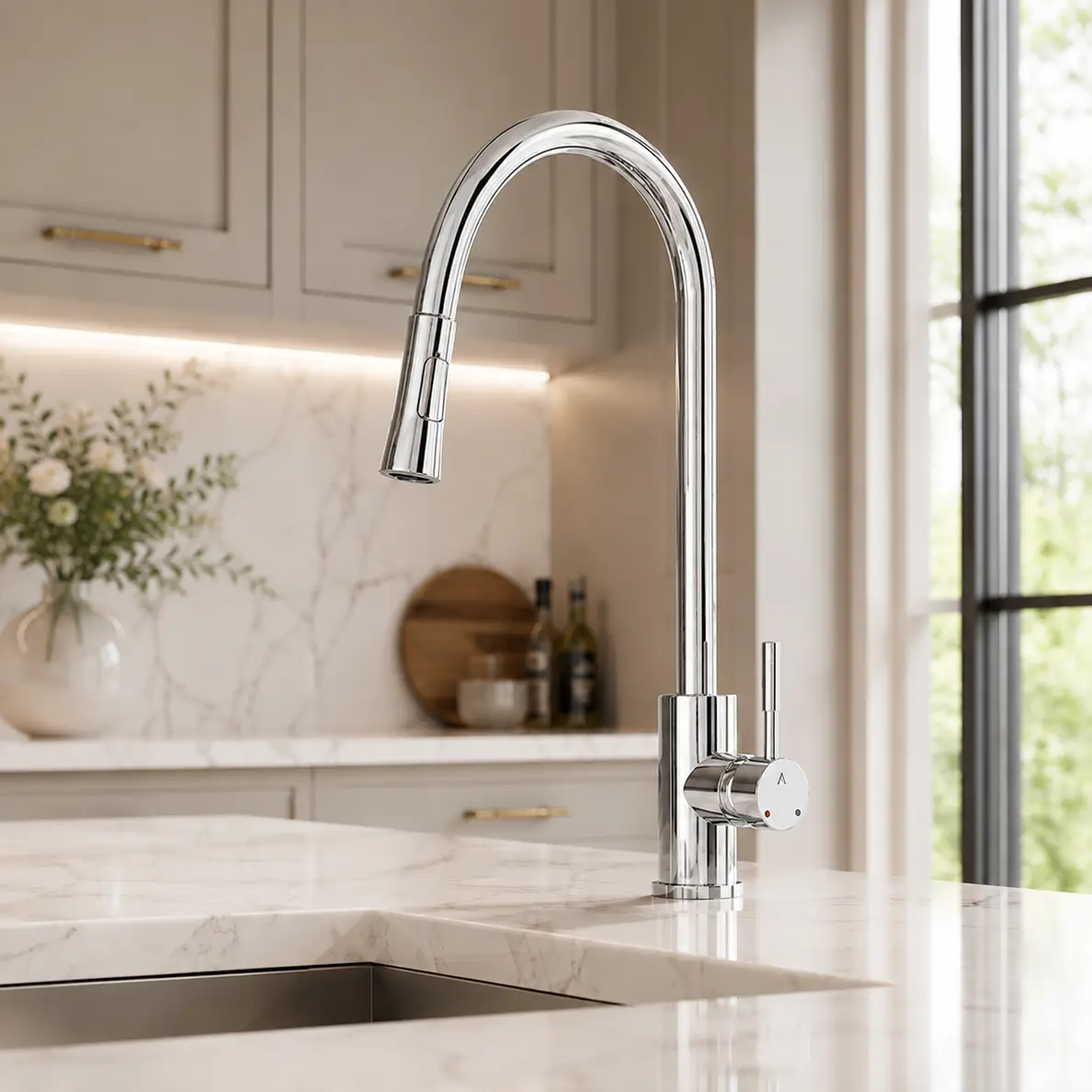 Artize FLO2 Chrome Single Lever Pulldown Sink Mixer with spray