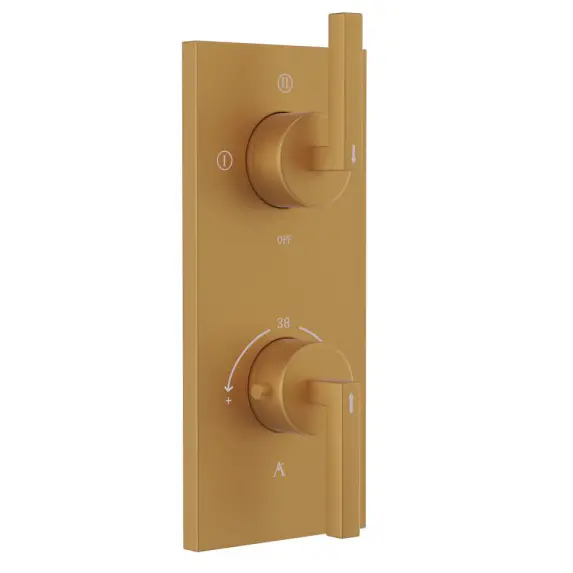 Artize Gold Matt PVD Linea Thermostatic shower valve with 3-way outlets