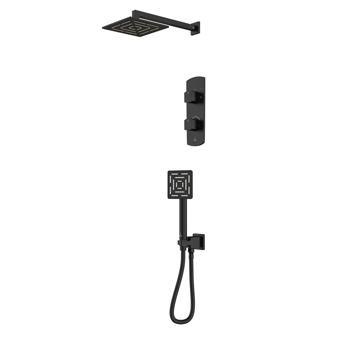 Jaquar Kubix Prime Black Matt Combo of Aquamax  Thermostatic Shower mixer