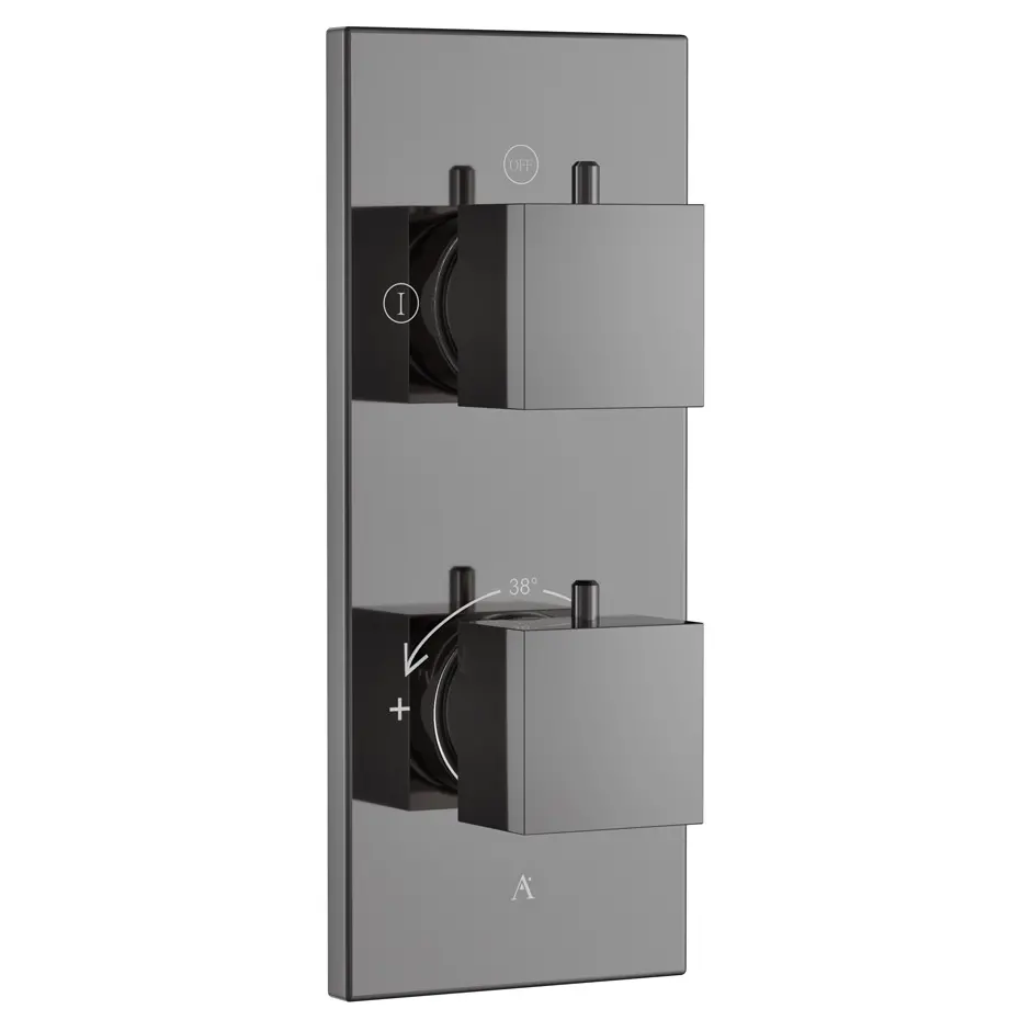 Artize Black Chrome Thermatik-S in-wall thermostatic shower valve with 2-way outlets