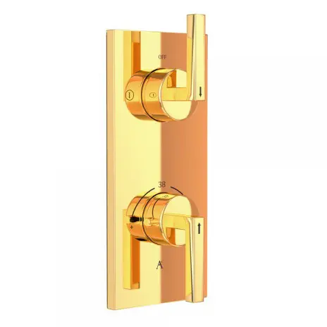 Artize Gold Bright PVD Linea Thermostatic shower valve with 2-way outlets
