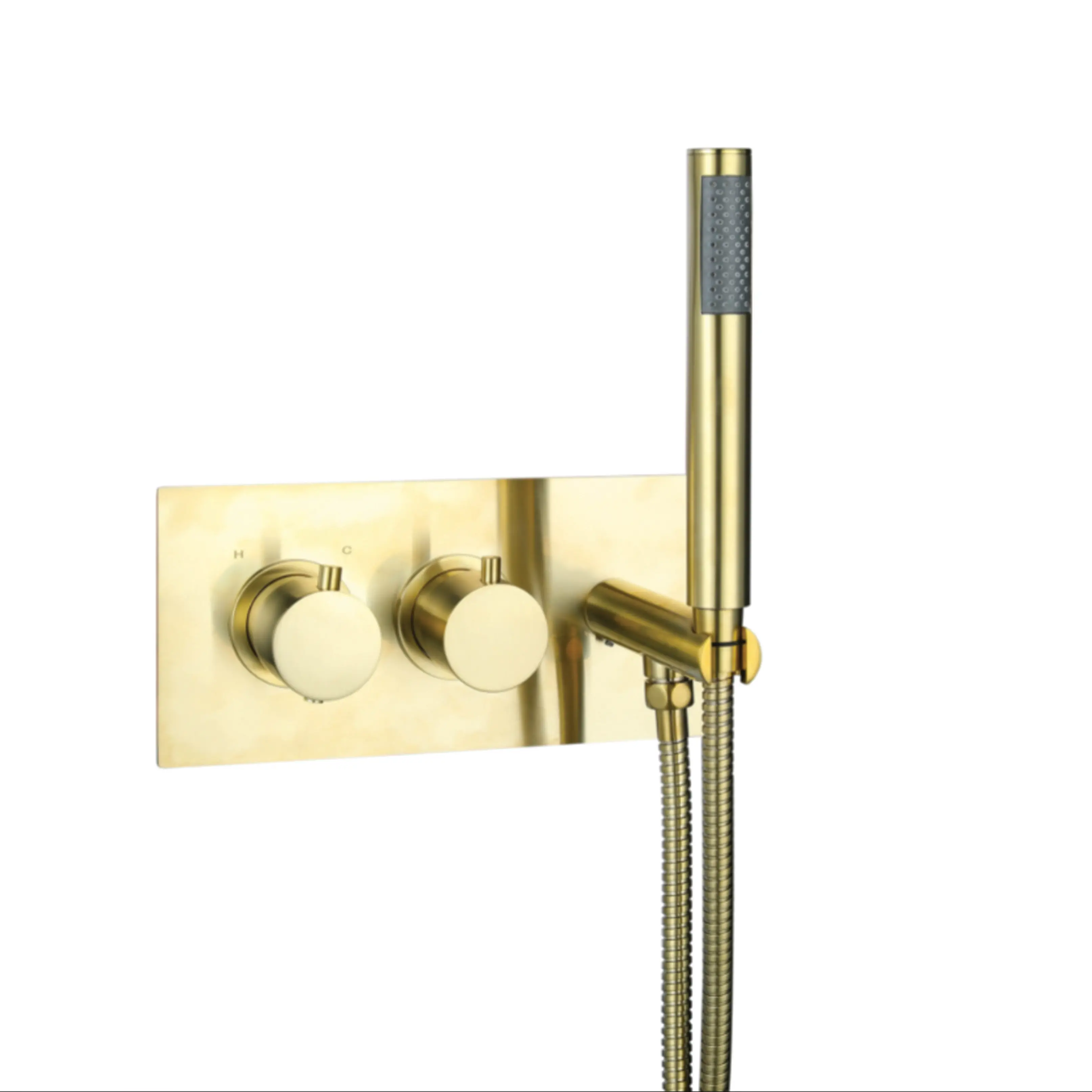 Treviso Thermostatic concealed Shower mixer with kit 2 outlets Brushed Gold