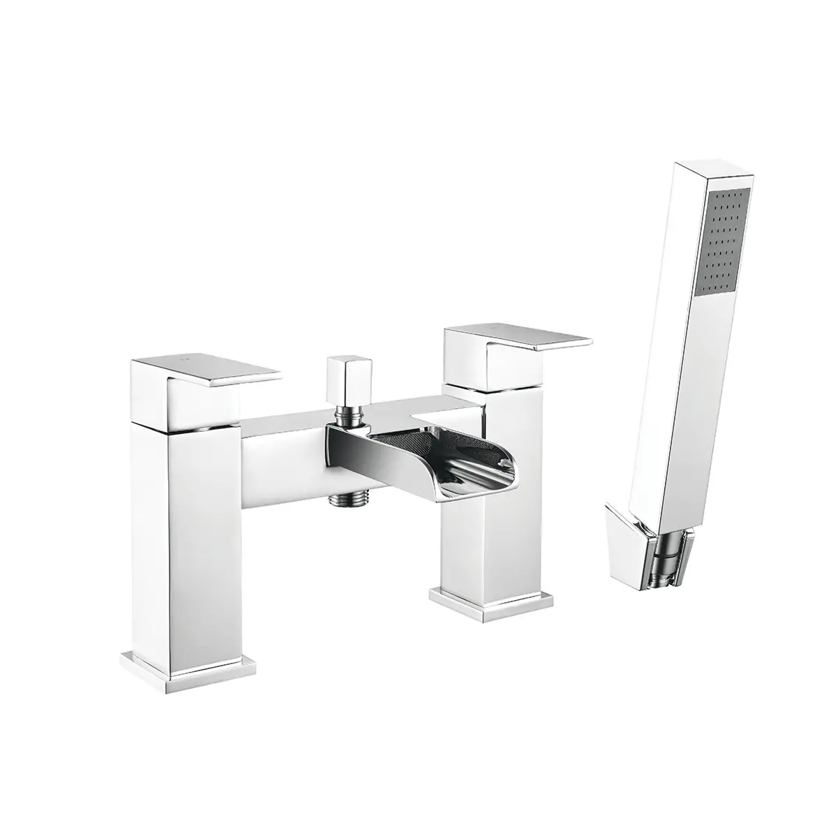 Waterfall Dual Lever H Type Deck Mounted Bath Shower Mixer With Kit