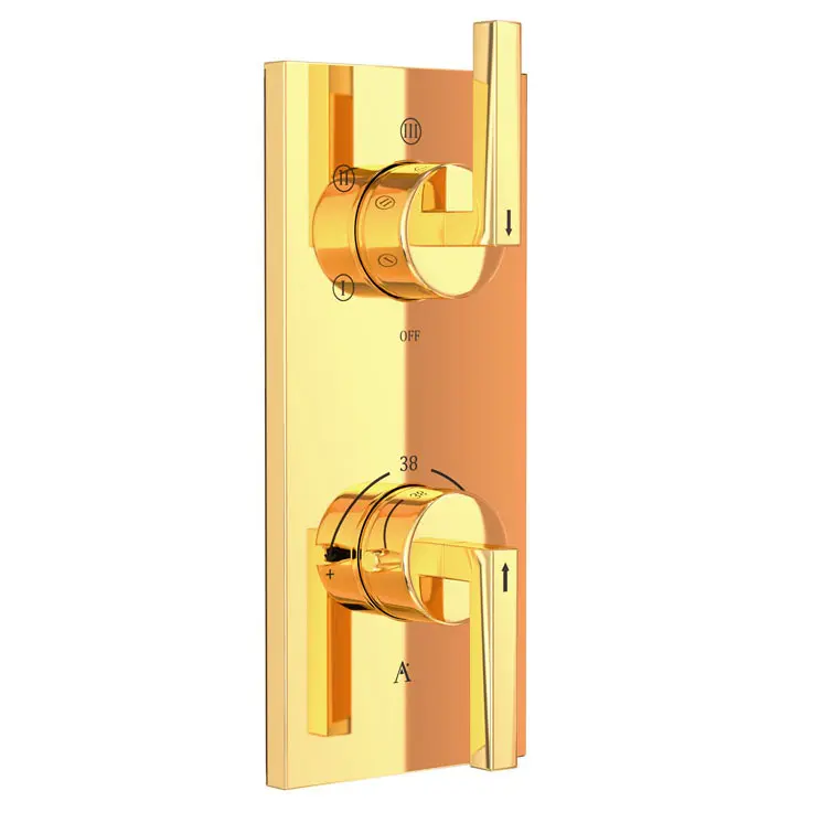 Artize Gold Bright PVD Linea Thermostatic shower valve with 5-way outlets