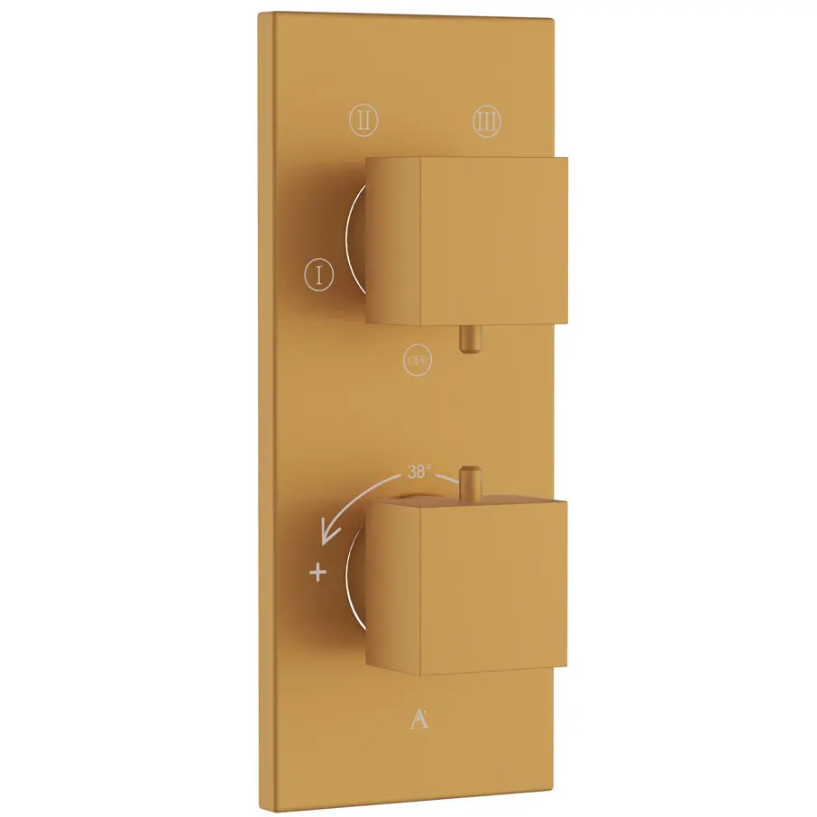 Artize Gold Matt PVD Thermatik-S in-wall thermostatic shower valve with 4-way outlets