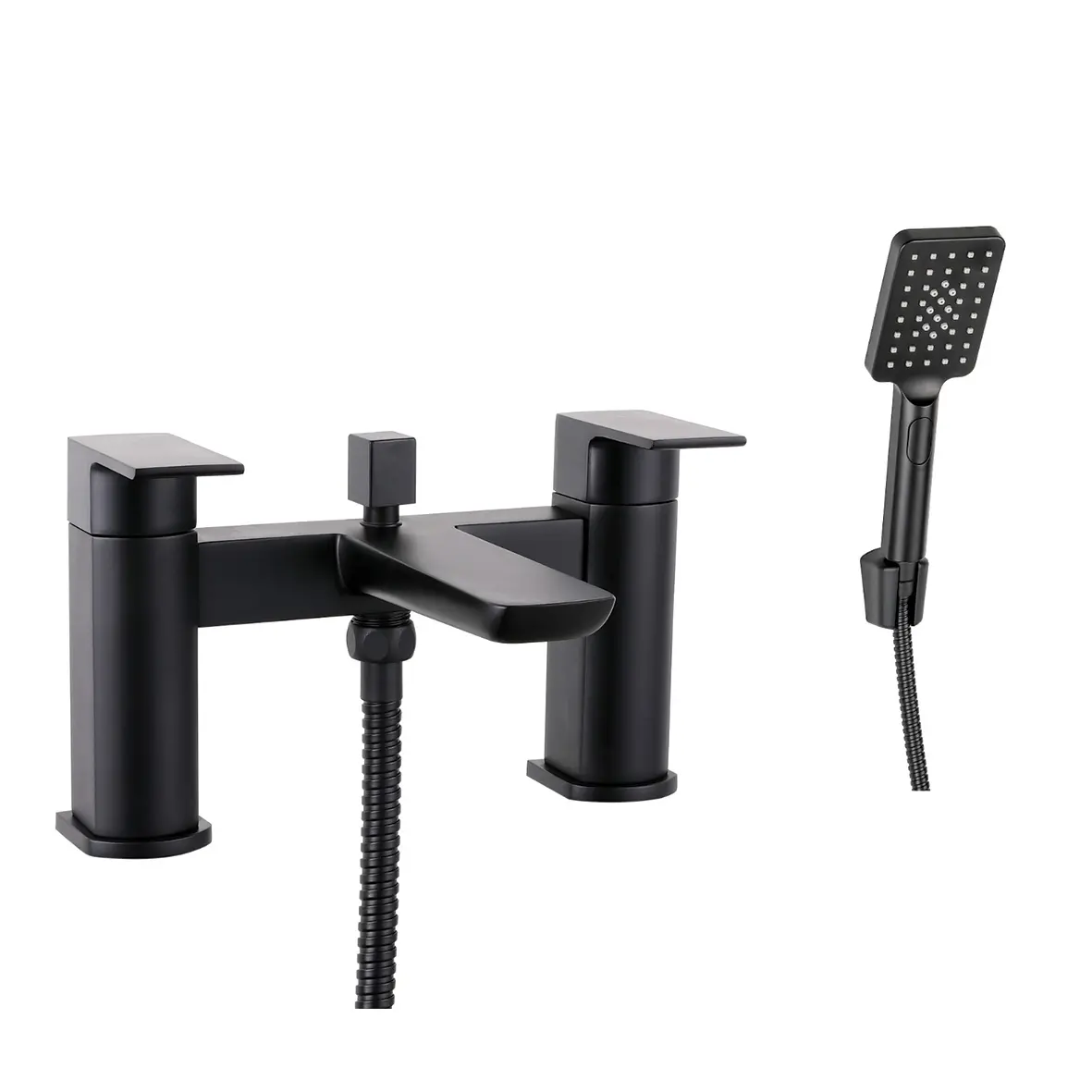 Messina Dual Lever H Type Bath Filler and hand Shower Mixer With Kit Black Matt