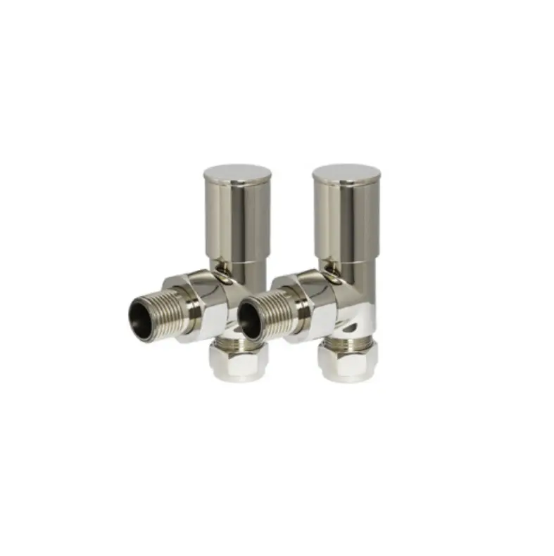 Angled Brushed Nickel Manual Radiator Valves