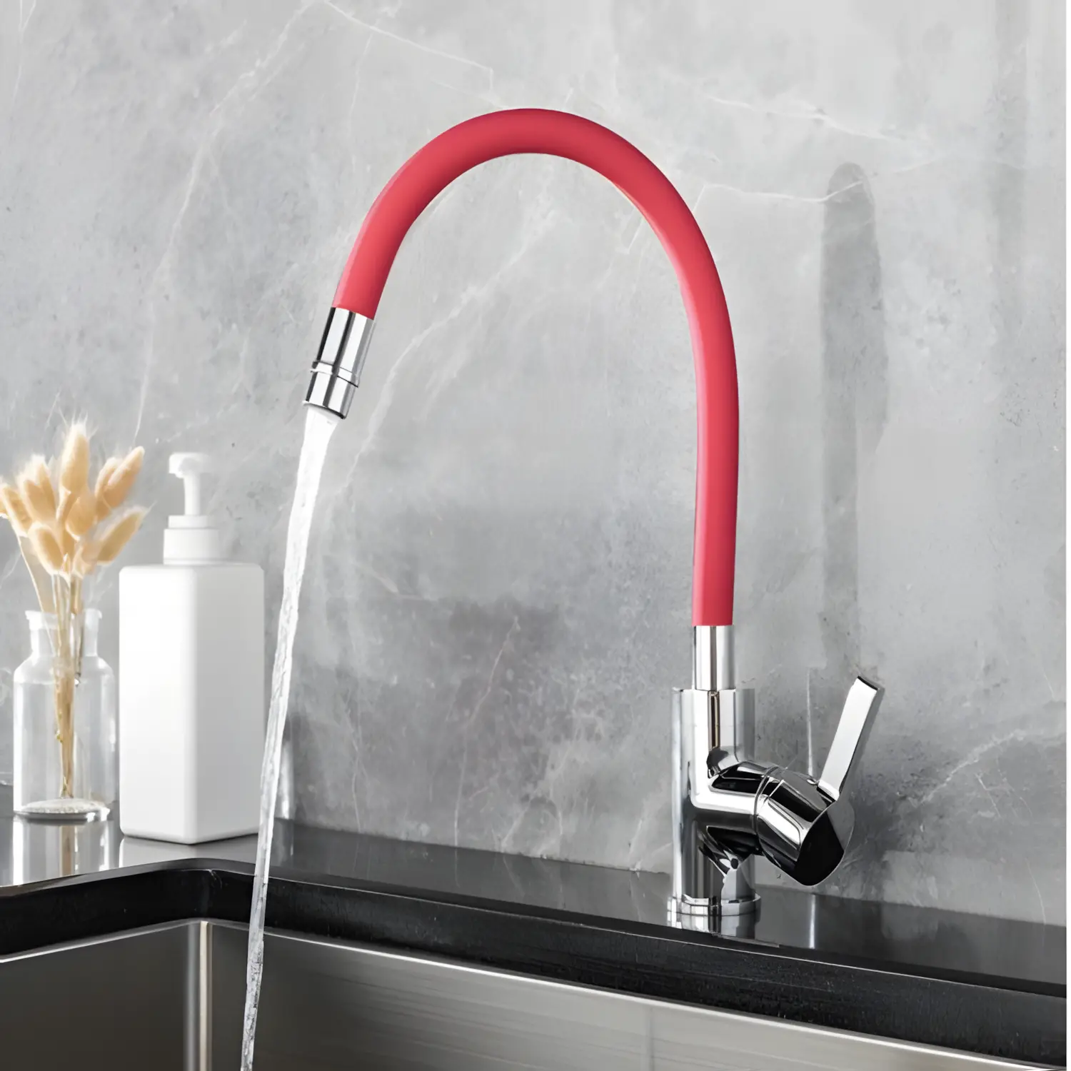 Grace Single Lever Kitchen Mixer- (Red)