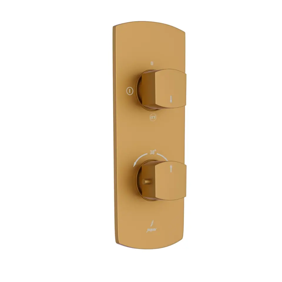 Jaquar Gold Matt PVD Kubix Aquamax 2 Outlet Thermostatic Shower Mixer
