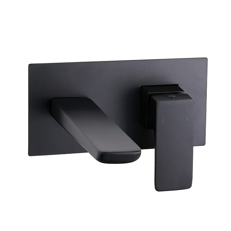 Messina Single Lever Wall-Mounted Mixer with Spout Black Matt