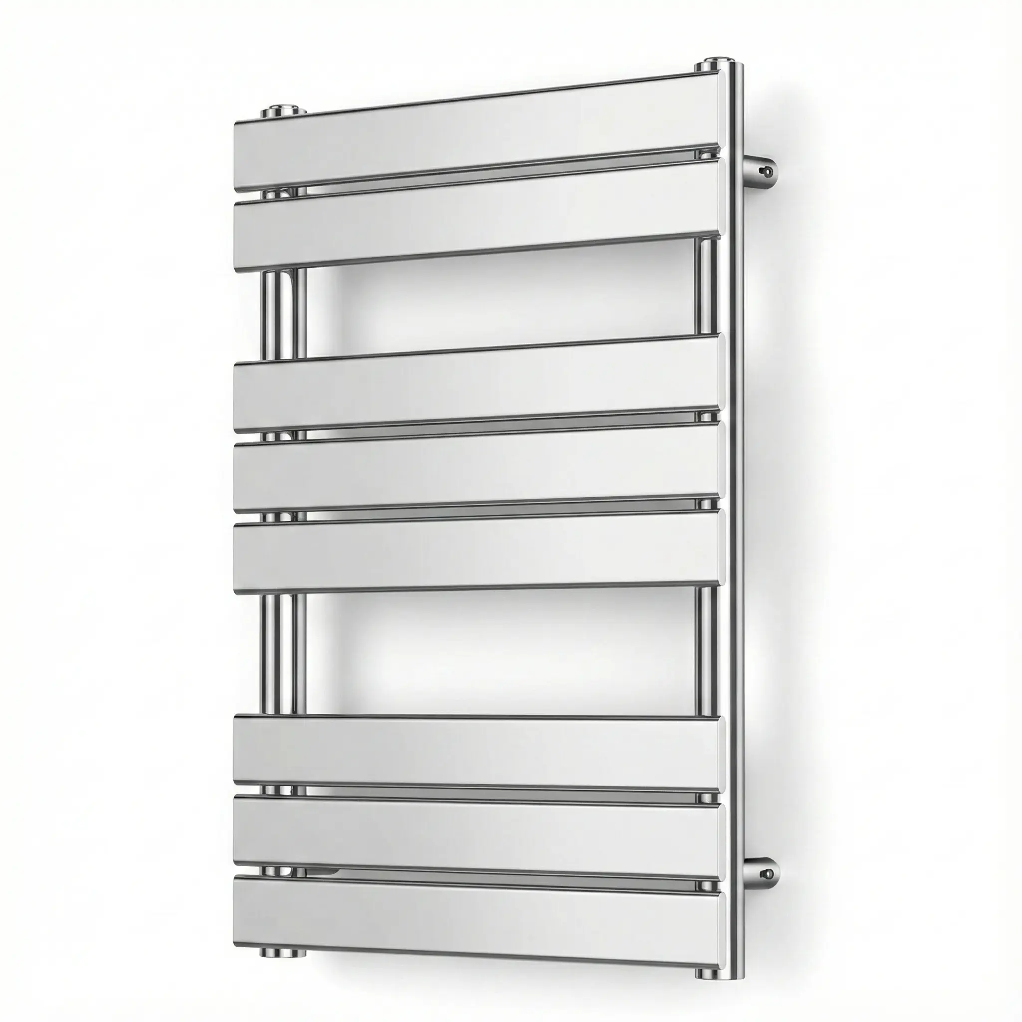 Single Flat Panel Chrome Vertical Towel Rail Radiator 500x800mm