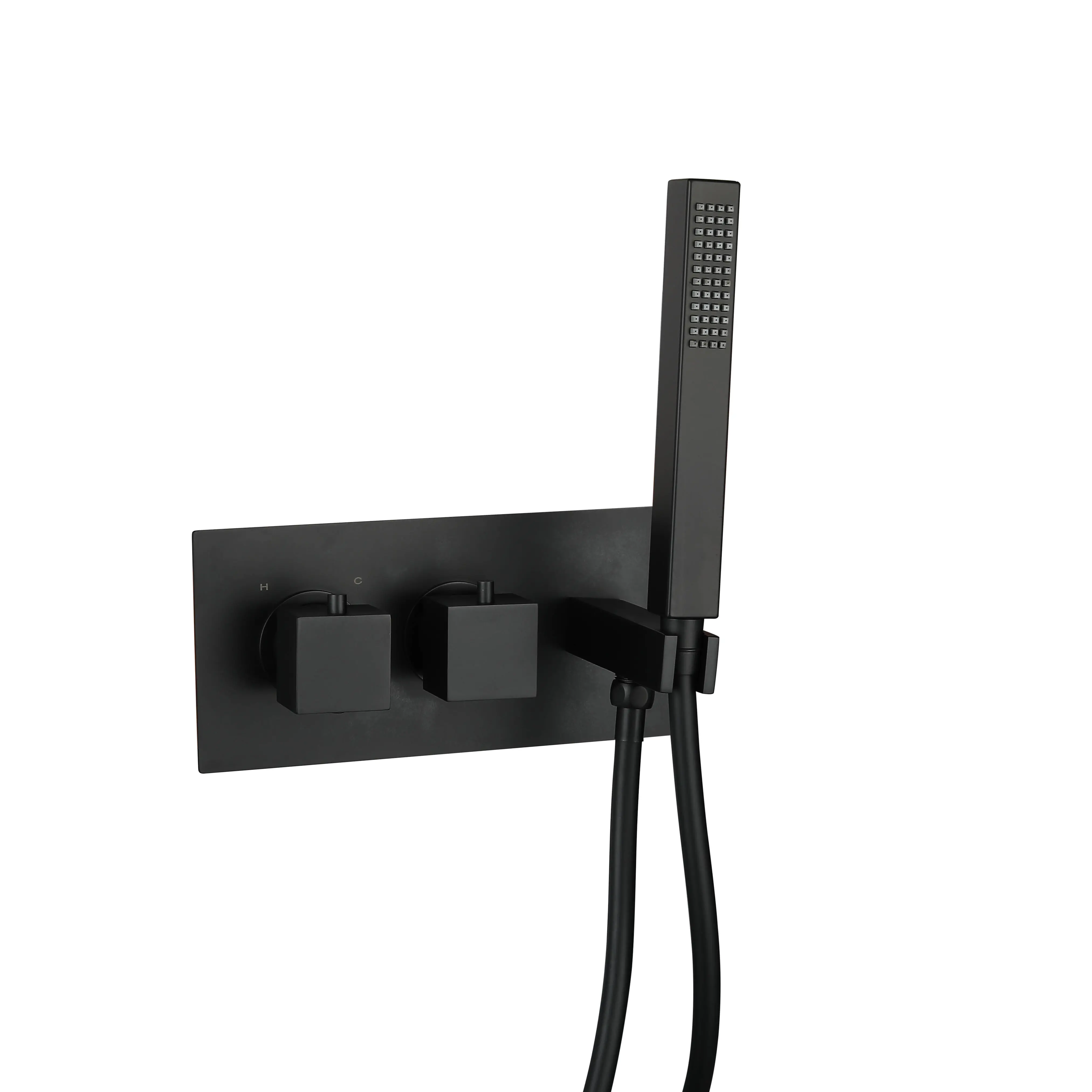 Messina 2 Outlet Thermostatic Concealed Shower Mixer With Kit Black Matt