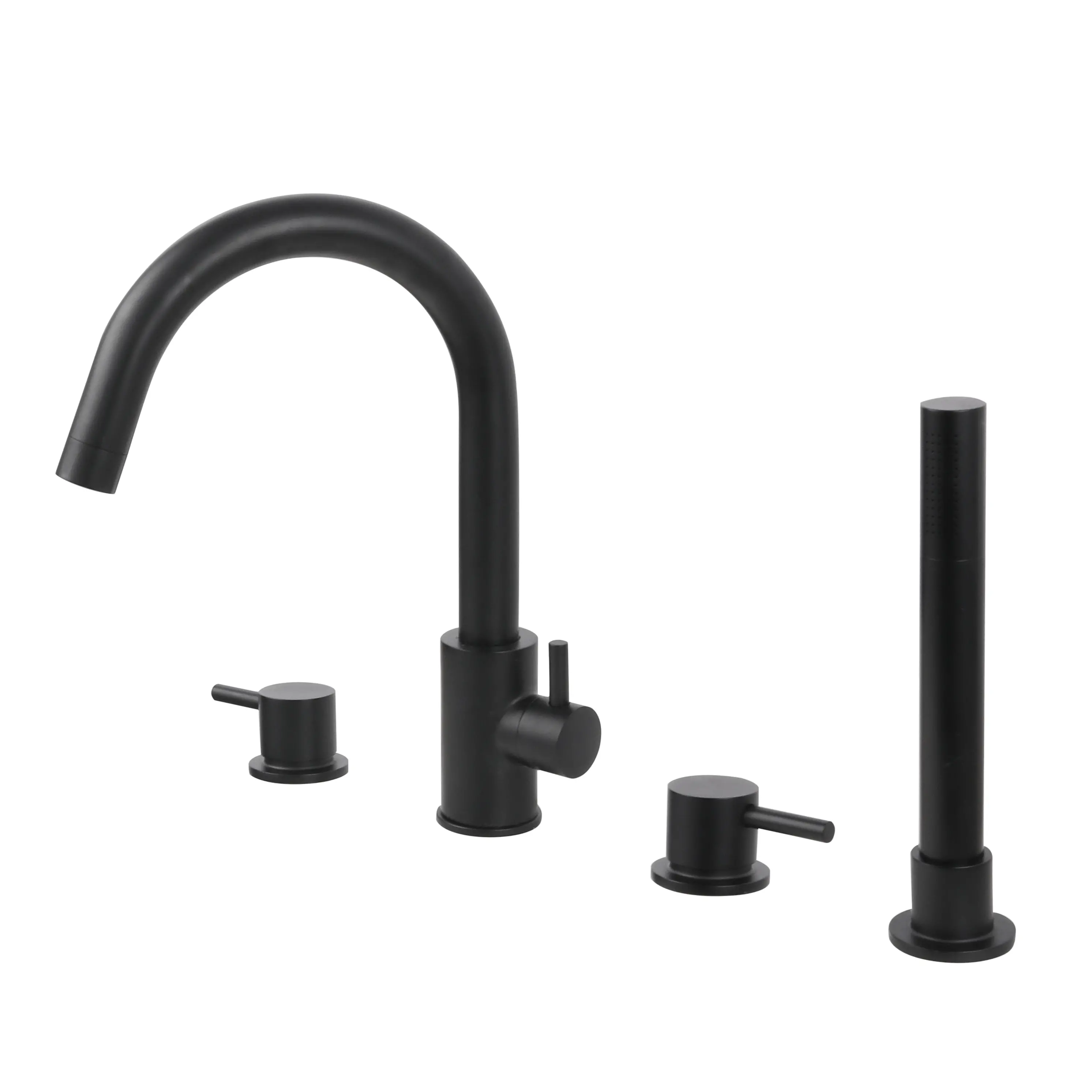Treviso 4 Hole Deck Mounted Bath Mixer with hand Shower Kit Black Matt