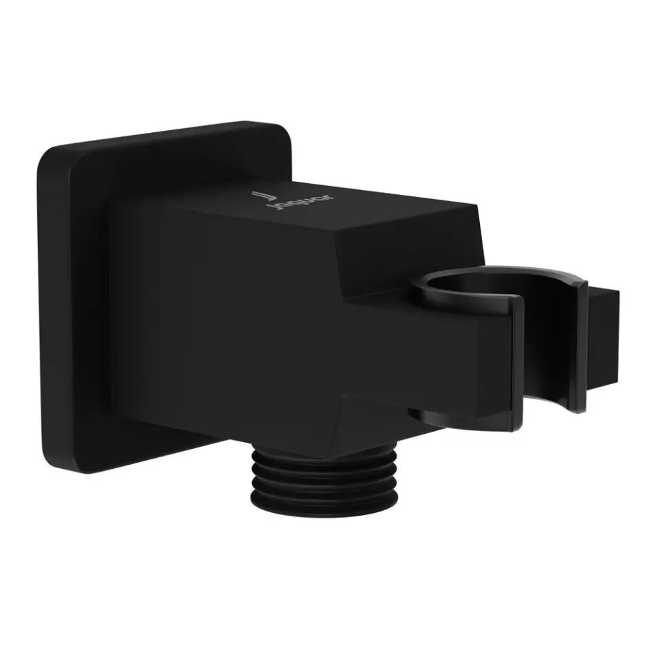 Jaquar Black Matt Kubix Prime Wall Outlet with Handset Holder