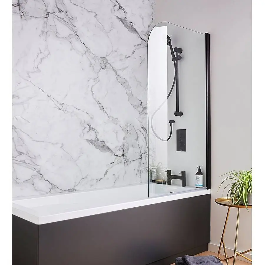 Nero Round 780 x 1400mm Black Matt 6mm Bath Shower Screen
