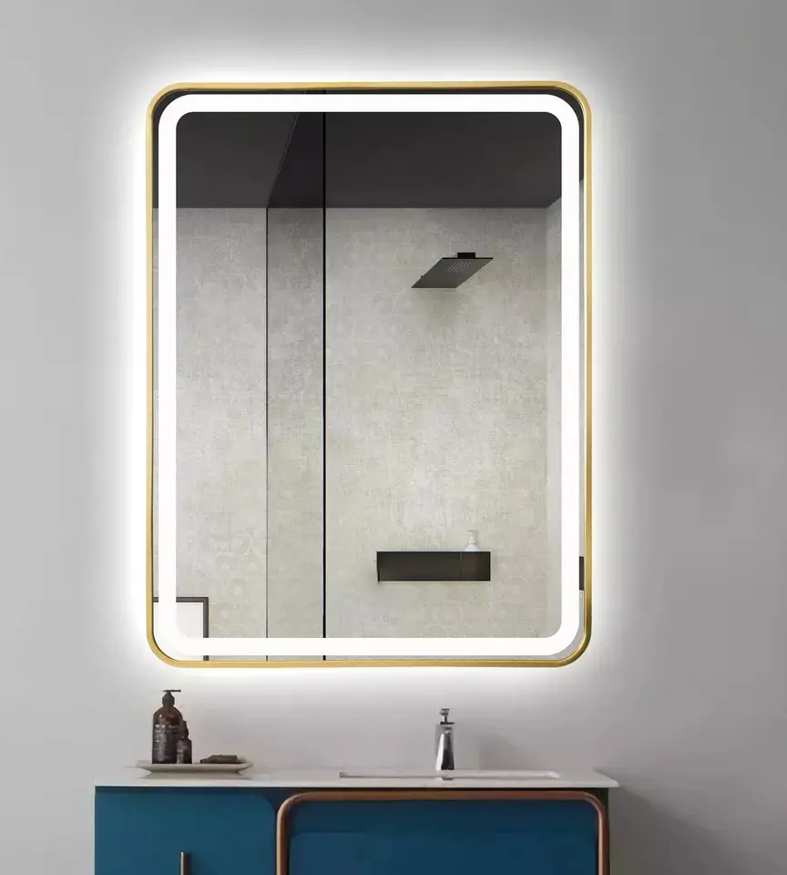 Sofia Brushed Gold LED Mirrors 600