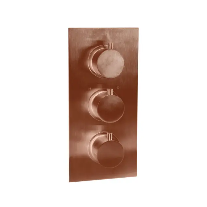 Treviso Thermostatic Concealed Shower Mixer Three Round Knobs Outlet Brushed Rose Gold