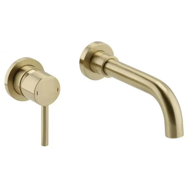 Ottone Brushed brass Wall Mounted Basin Mixer Tap
