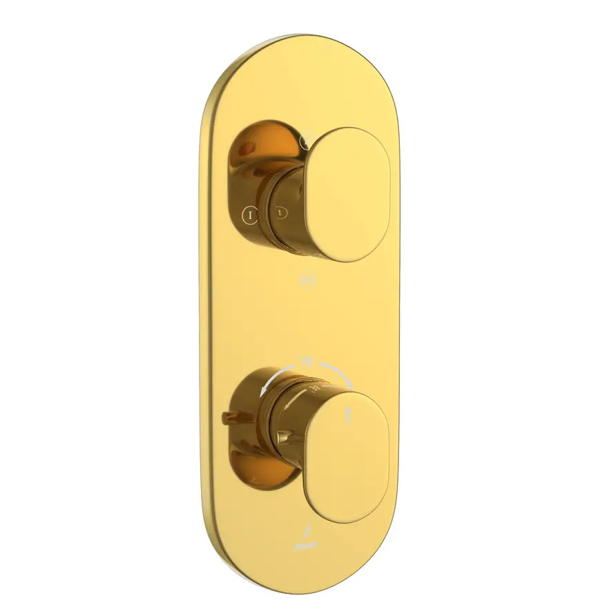 Jaquar Gold Bright PVD Opal Prime 2 Outlet Thermostatic Shower Mixer