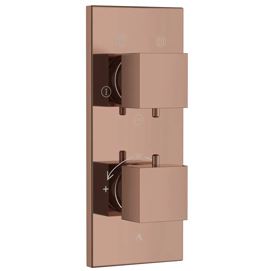 Artize Blush Gold PVD Thermatik-S in-wall thermostatic shower valve with 4-way outlets