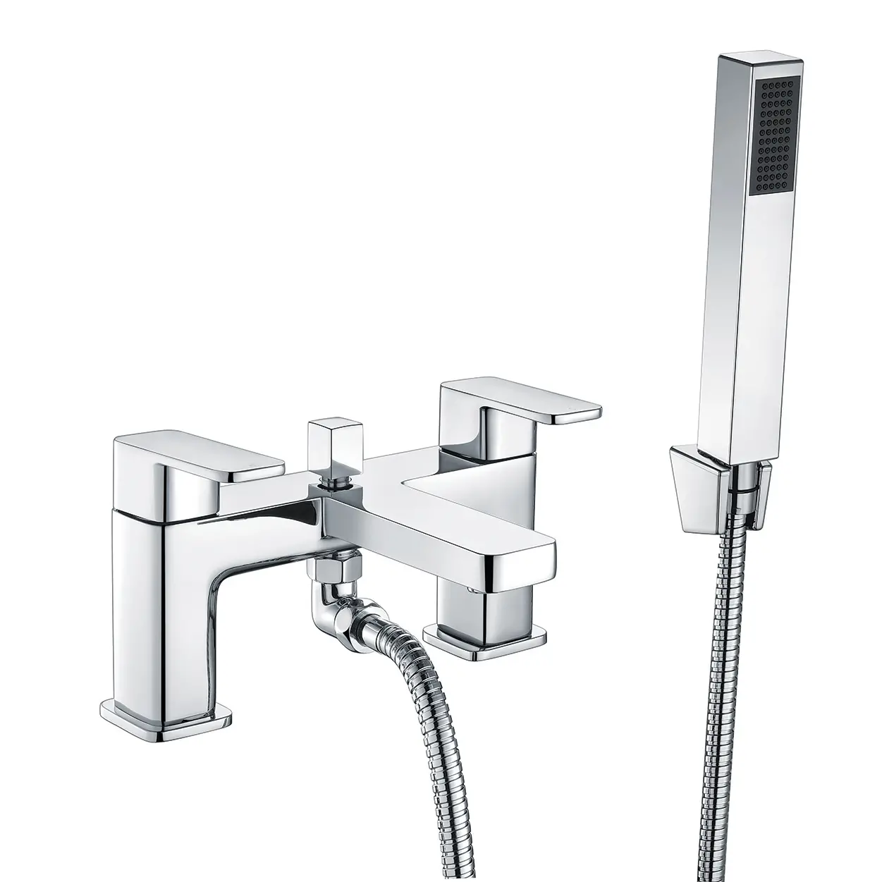 Design Dual Lever H Type Deck Mounted Bath Shower Mixer With Kit