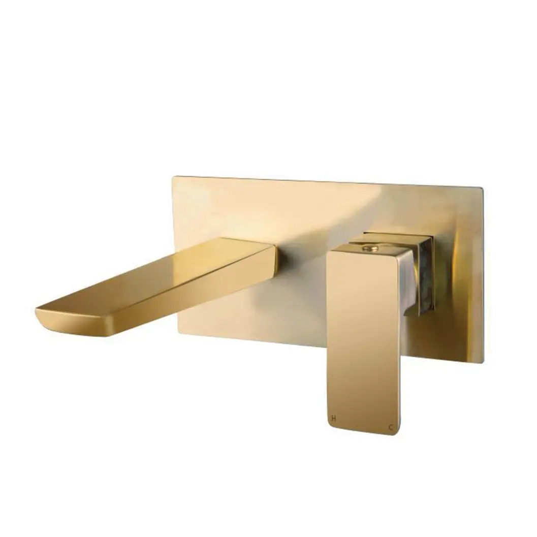 Messina Single Lever Wall-Mounted Mixer with Spout Brushed Gold