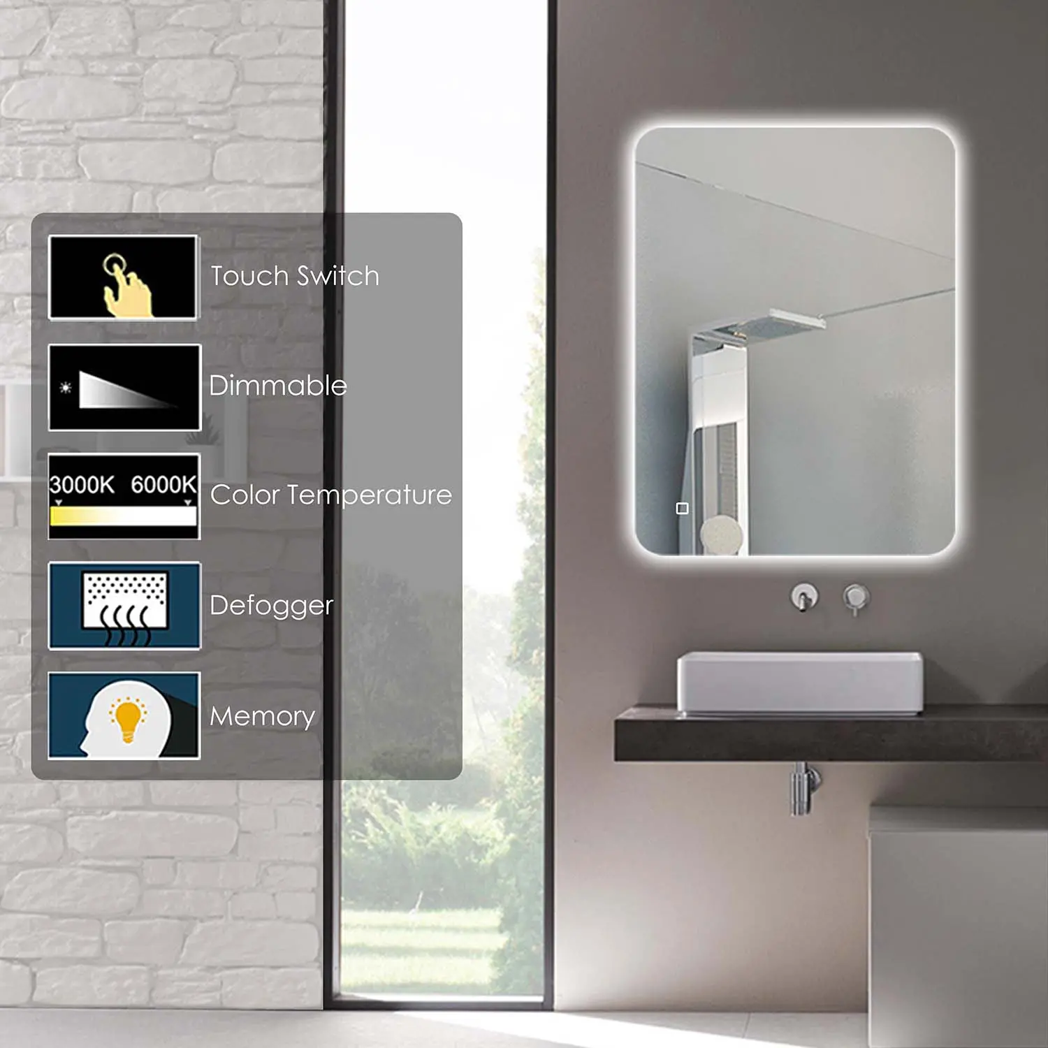 Intense Led rounded corner Mirror 800