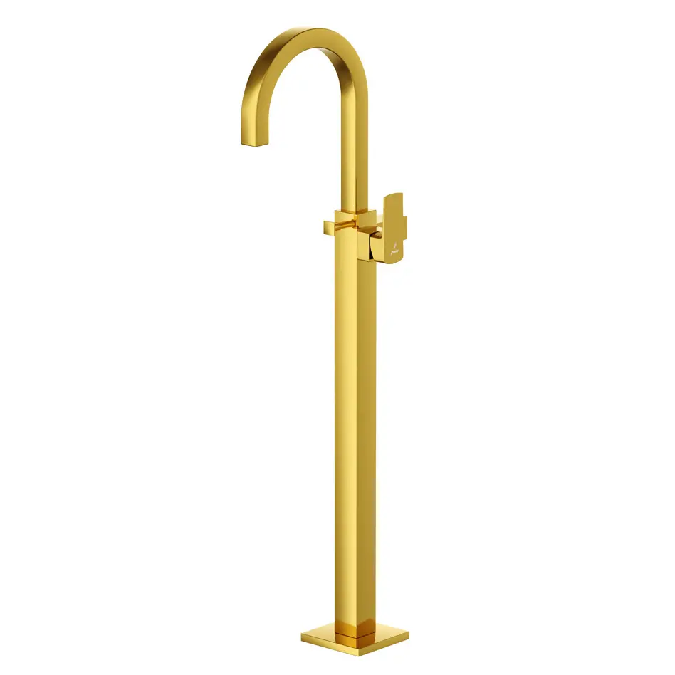 Jaquar Kubix Gold Bright PVD Prime Exposed Parts of Floor Mounted Single Lever Bath Mixer