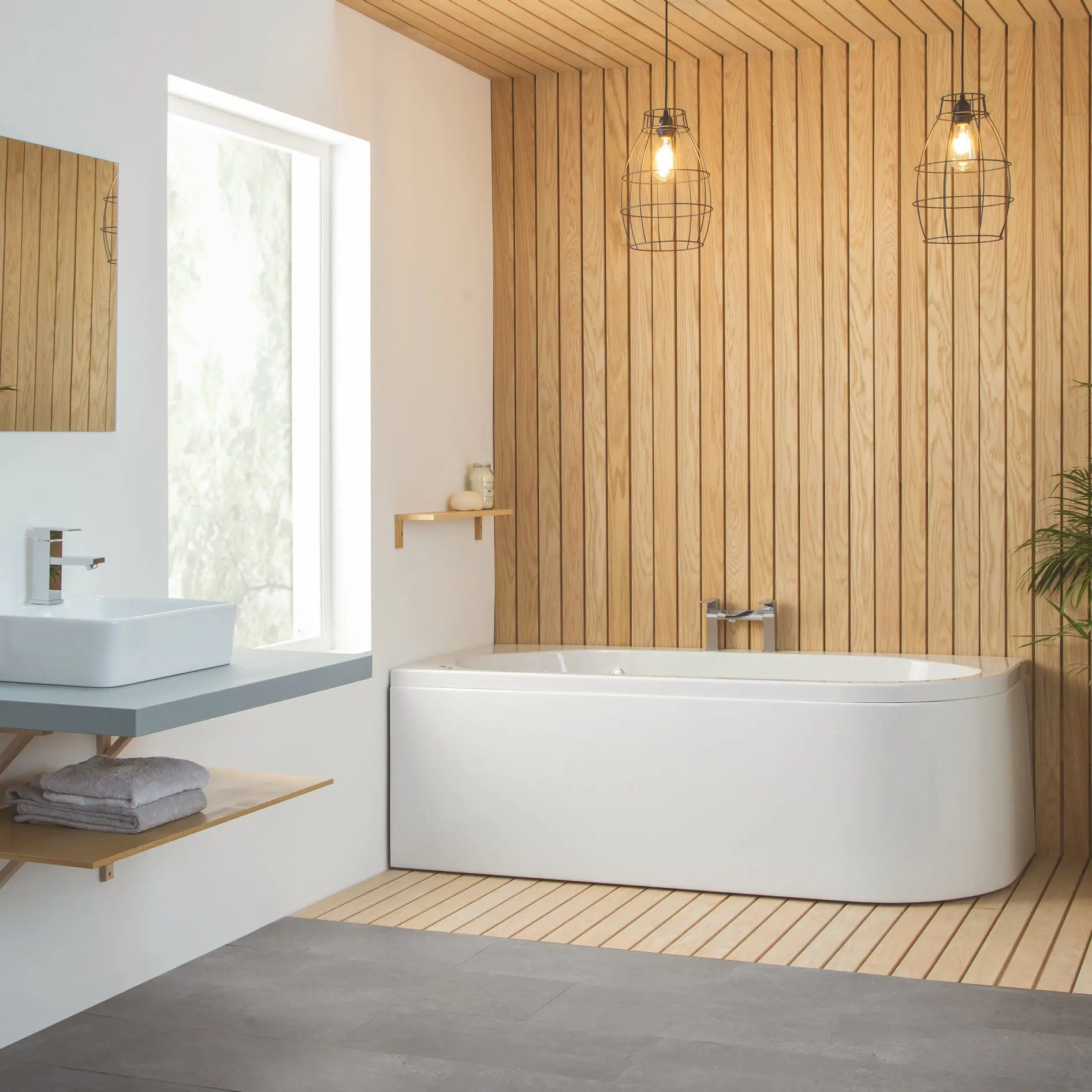 Status J-Shaped Single Ended Bath + Curved Panel Right Hand Option 1600x725mm RH