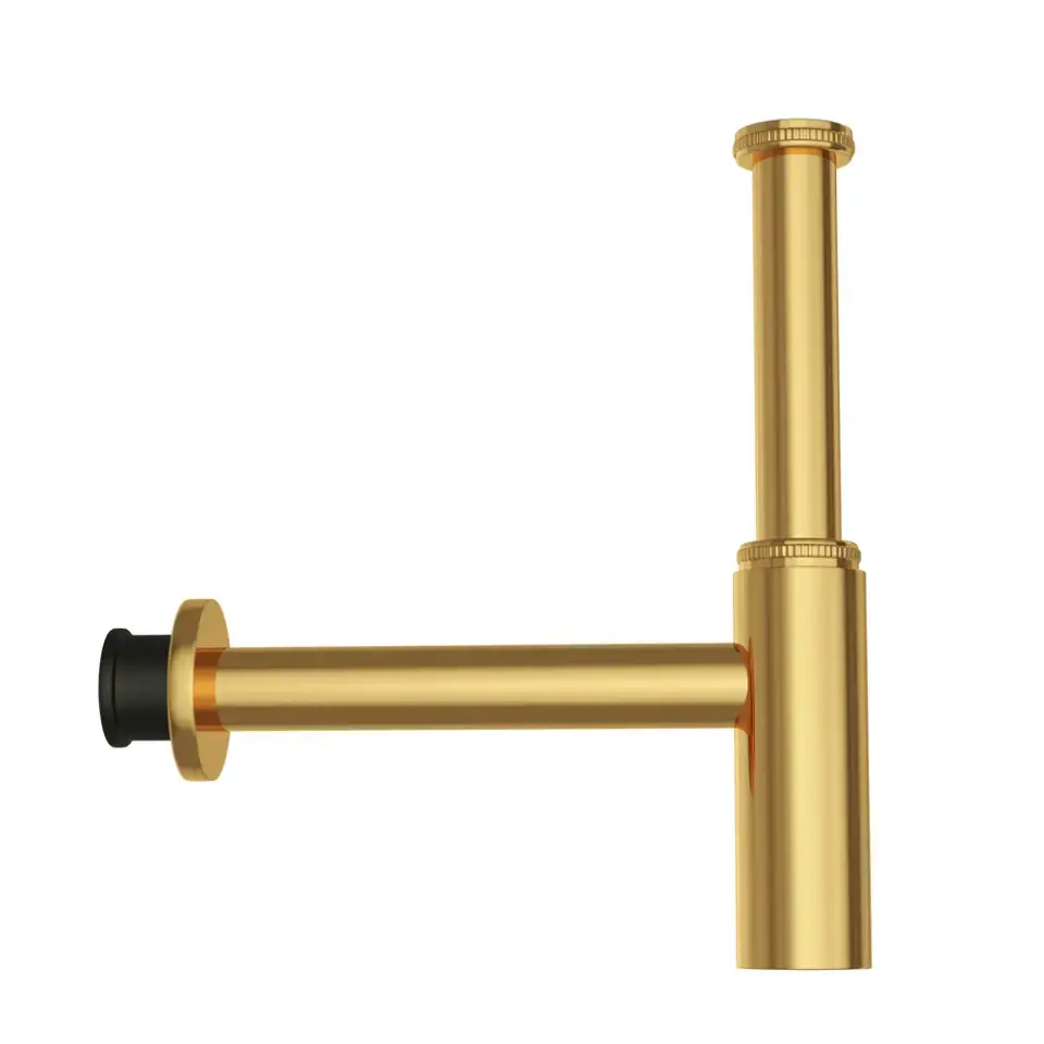 Jaquar Allied Bottle Trap with 250mm & 190 mm Long Wall Connection Pipes & Wall Flange Gold Bright PVD