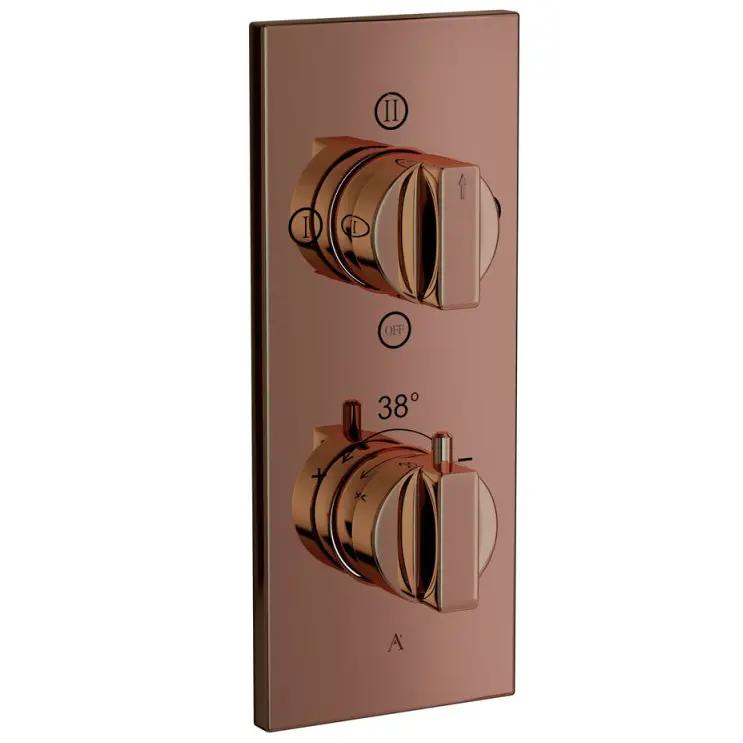 Artize Blush Gold PVD Thermatik-R Thermostatic shower valve with 3-way outlets