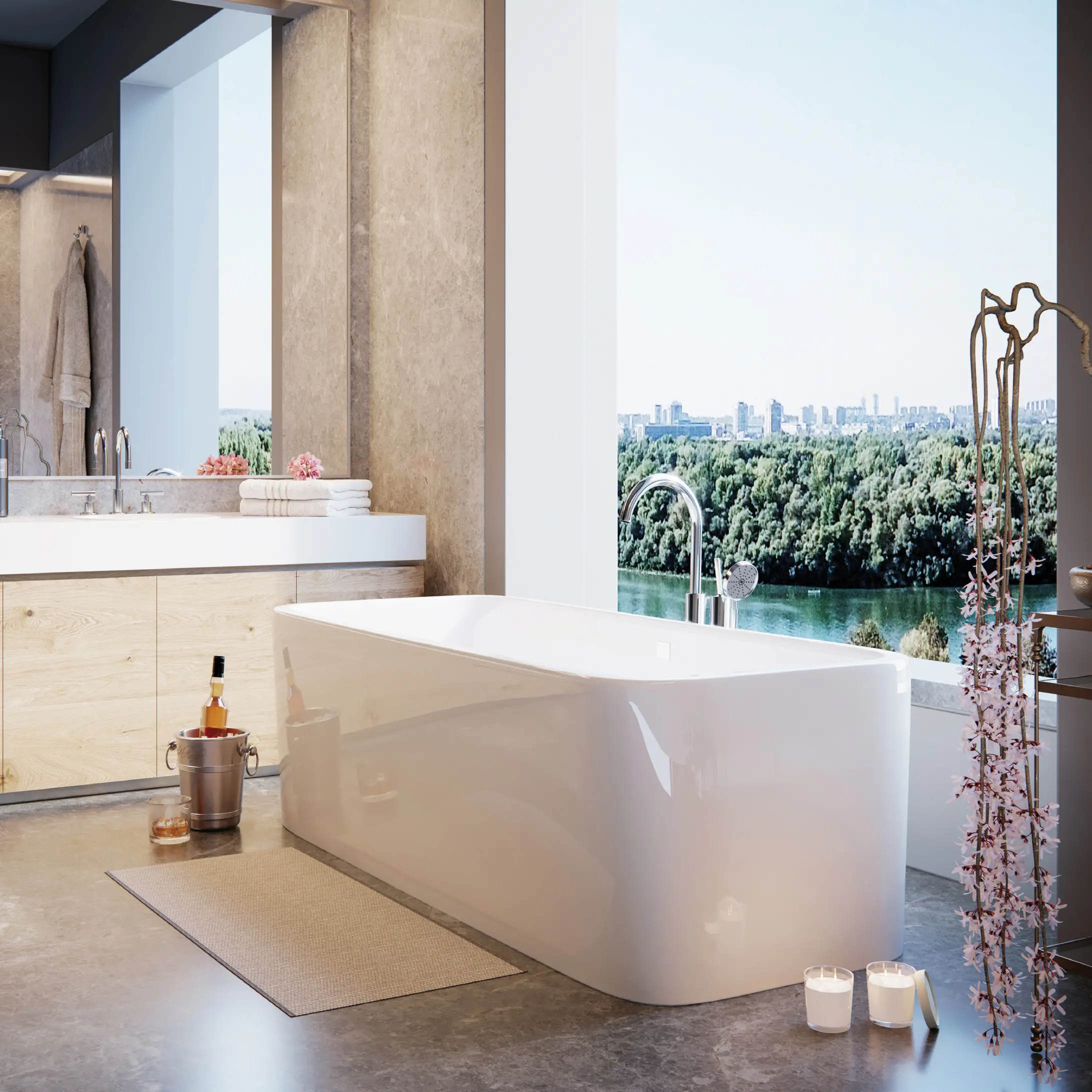 Alaska free standing bathtub with over flow & waste 1712x760mm