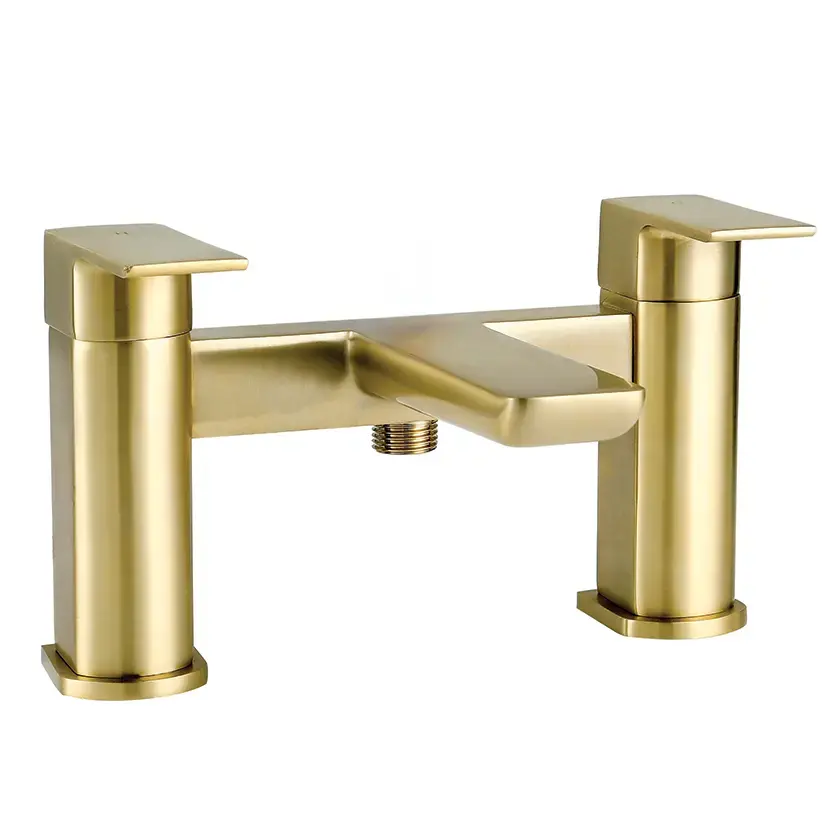 Messina Dual Lever H Type Bath Filler Mixer Tap Brushed Gold