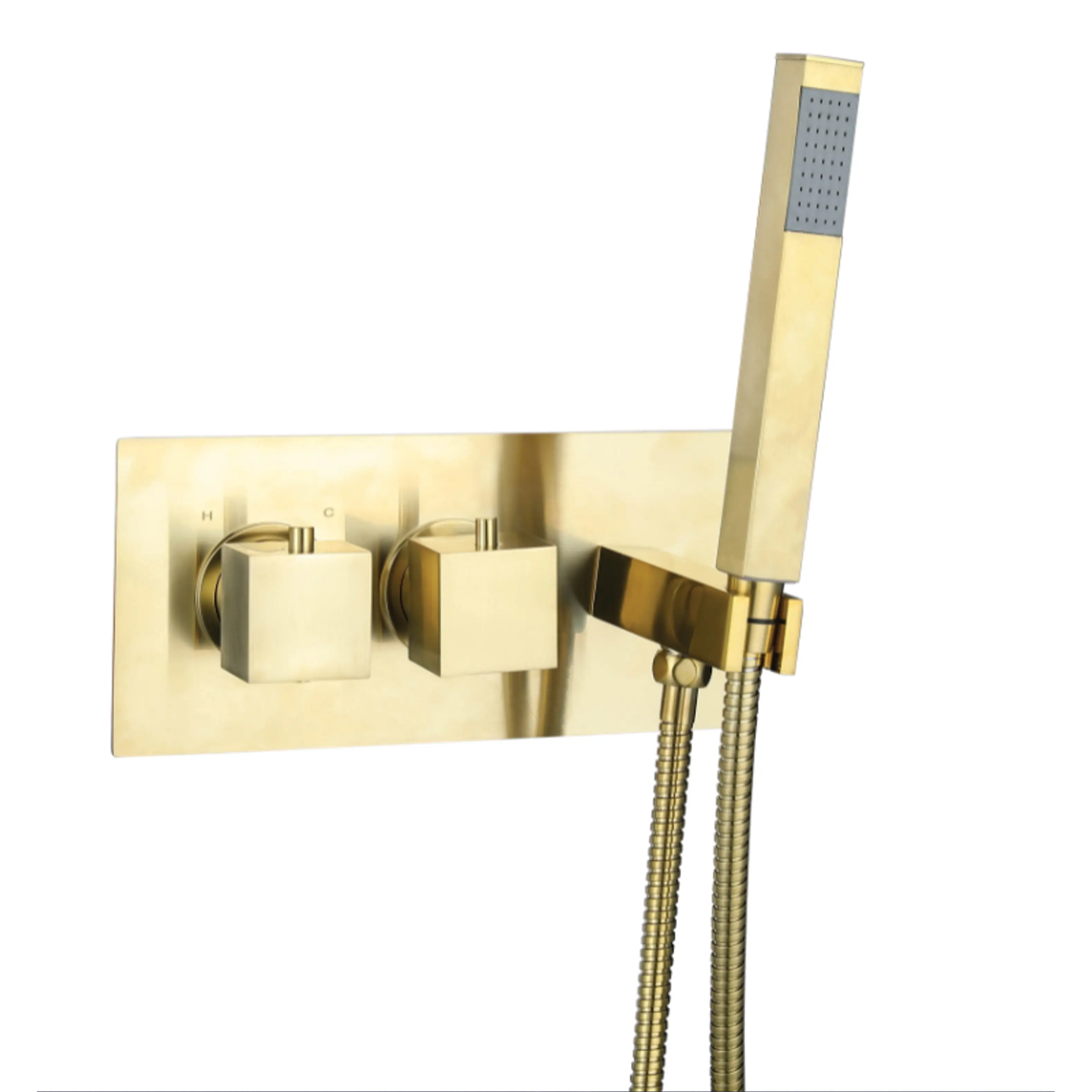 Messina 2 Outlet Thermostatic Concealed Shower Mixer With Kit Brushed Gold