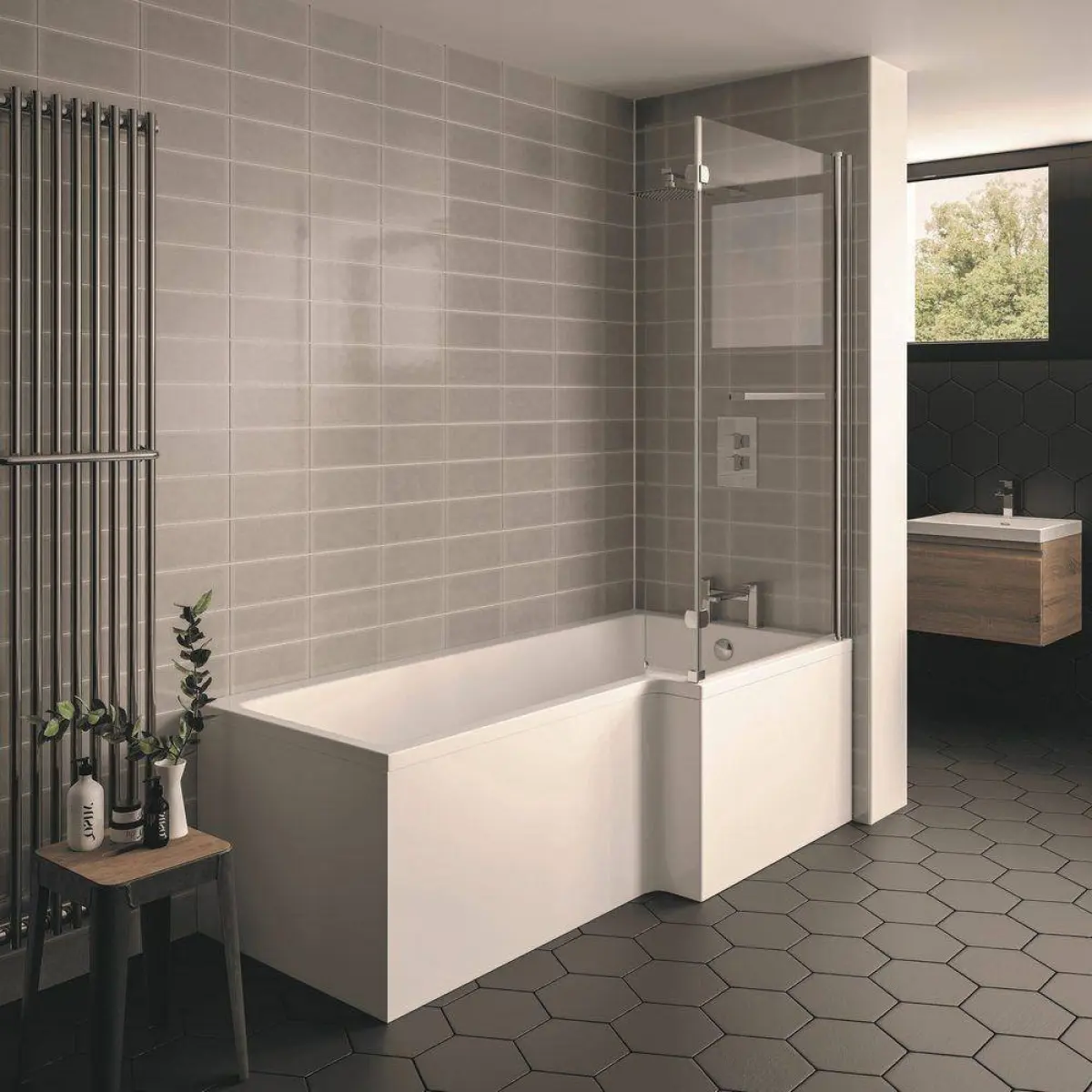 Elite L Shaped Bath L/H 1800x850mm With Legs