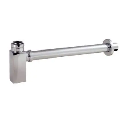 Basin Bottle Trap Minimalist Square Chrome Bottle Trap with Extension Tube