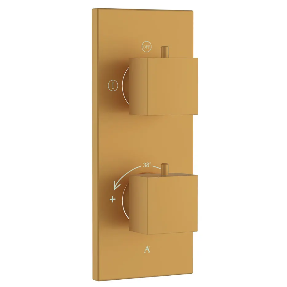 Artize Gold Matt PVD Thermatik-S in-wall thermostatic shower valve with 2-way outlets Image 0