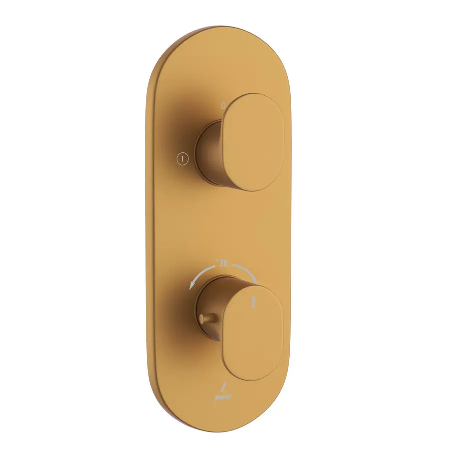 Jaquar Gold Matt PVD Opal Prime 2 Outlet Thermostatic Shower Mixer