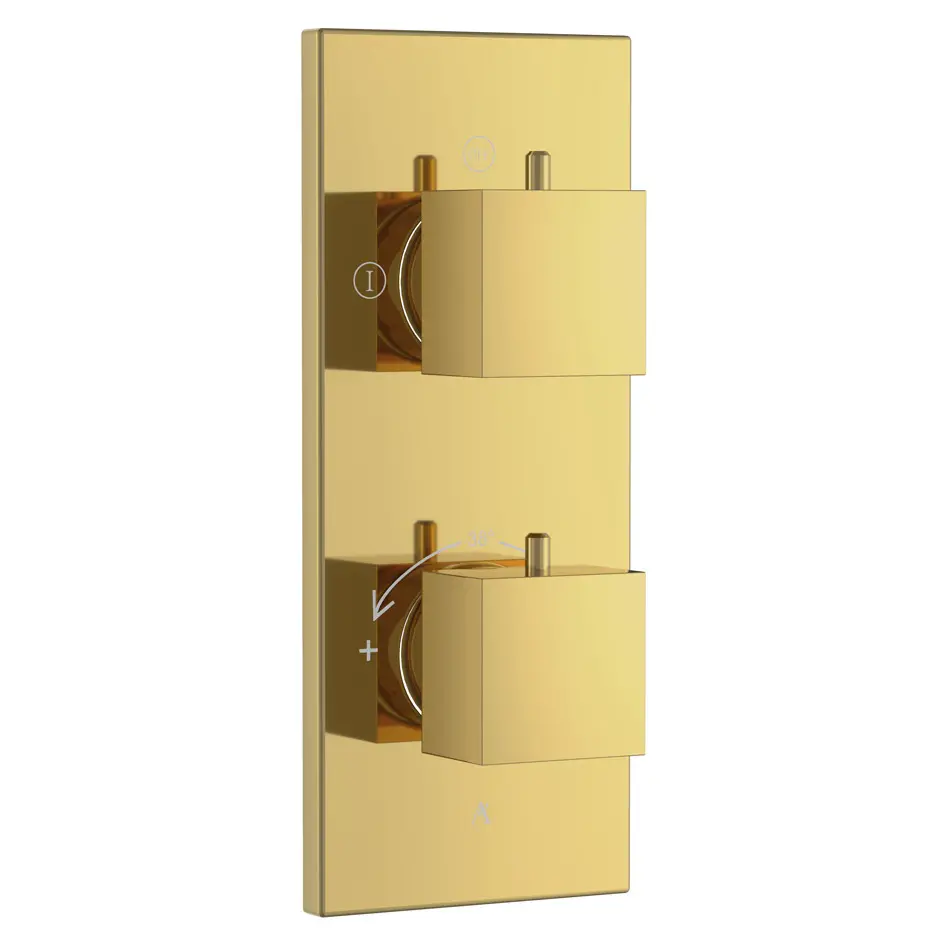Artize Gold Bright PVD Thermatik-S in-wall thermostatic shower valve with 2-way outlets Image 0