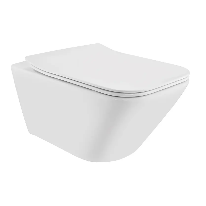Jaquar White Rimless Blind Installation Wall Hung Toilet With UF Soft Close Slim Seat Cover