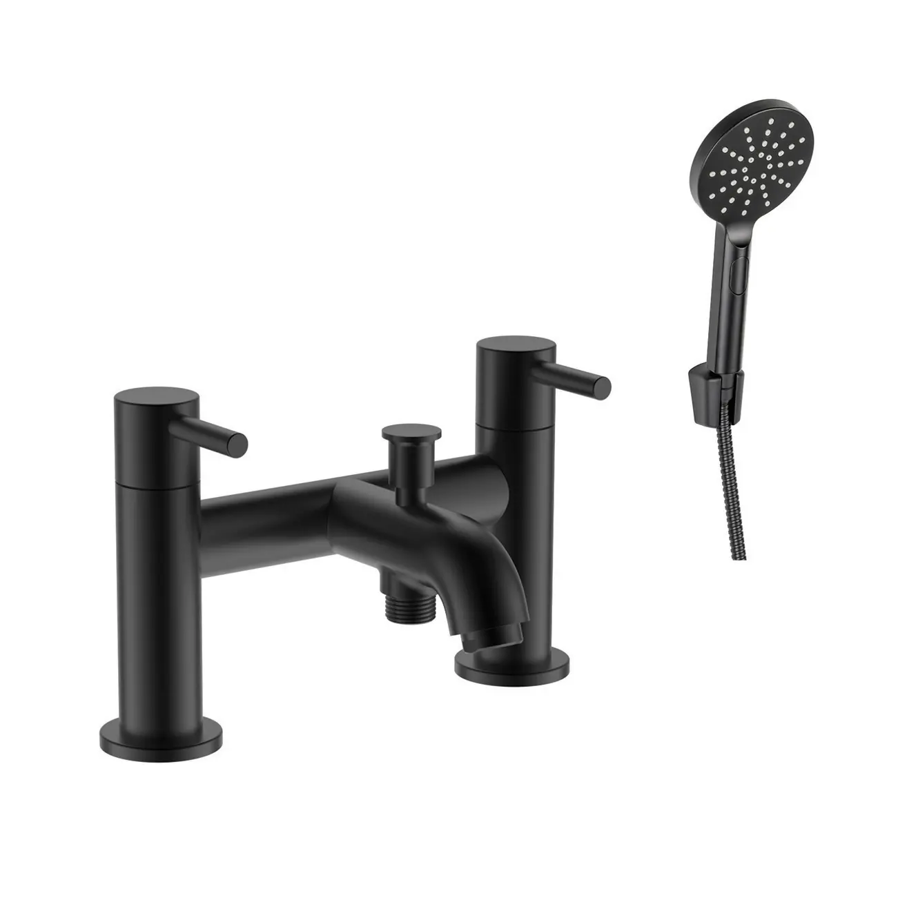 Treviso Dual Lever H Type Bath Filler and Shower Mixer With Kit Black Matt