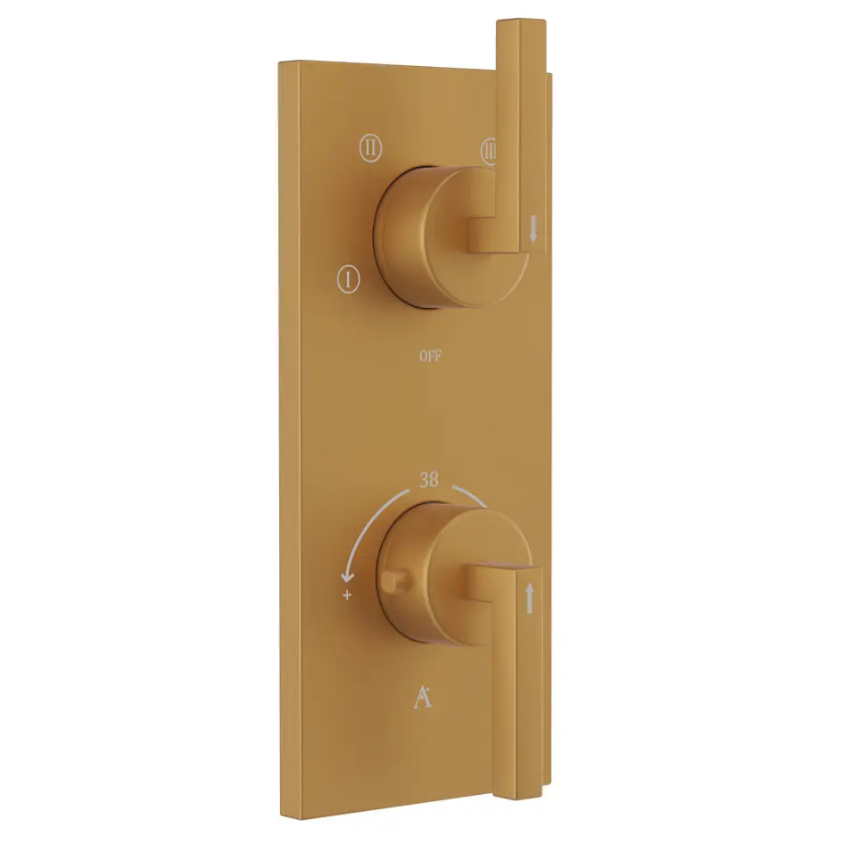 Artize Gold Matt PVD Linea Thermostatic shower valve with 4-way outlets