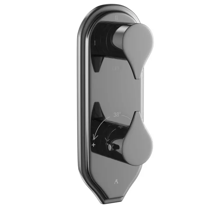 Artize Black Chrome Tiaara Thermostatic shower valve with 3-way outlets