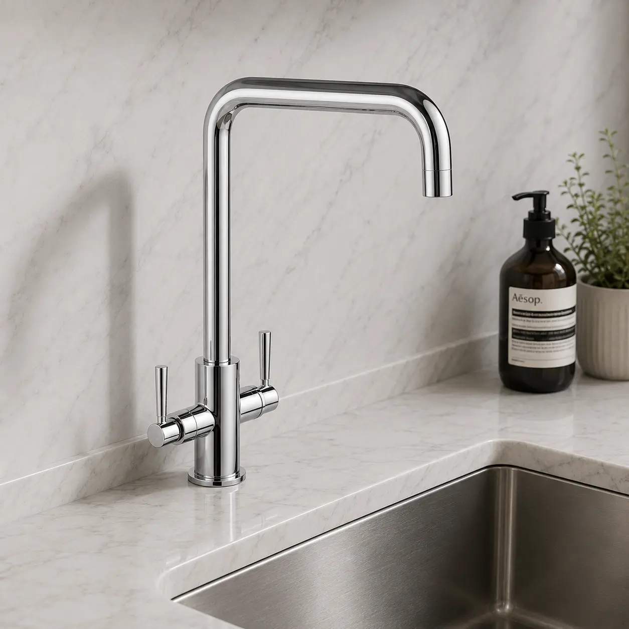 Edge Two Lever Kitchen Mixer Tap Chrome