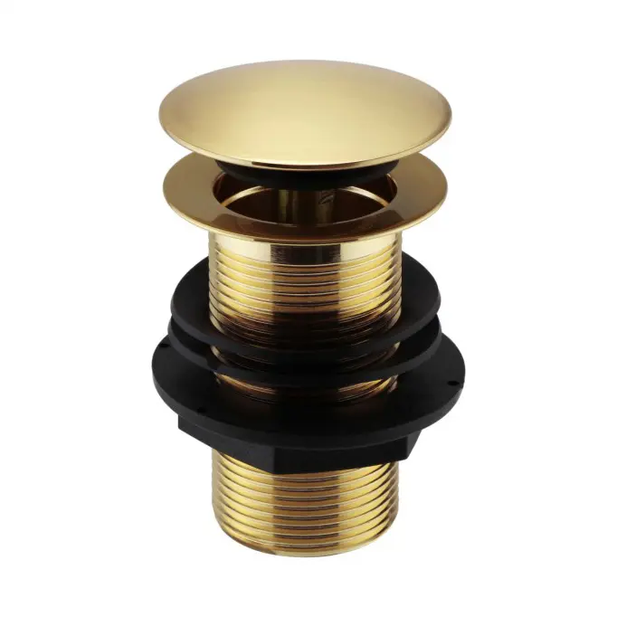 Unslotted Brushed Brass Clicker Basin Waste