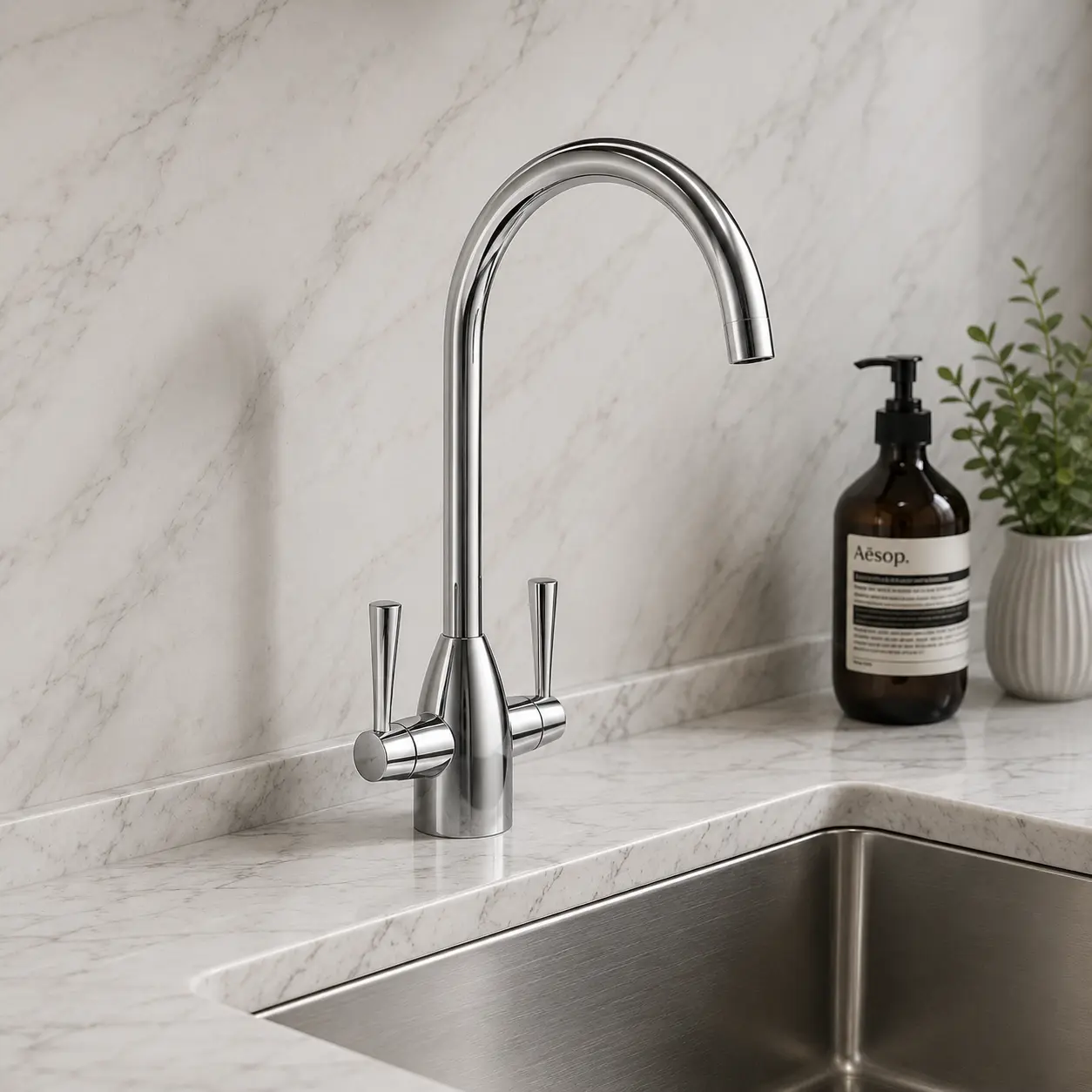 Style Two Lever Kitchen Mixer Chrome