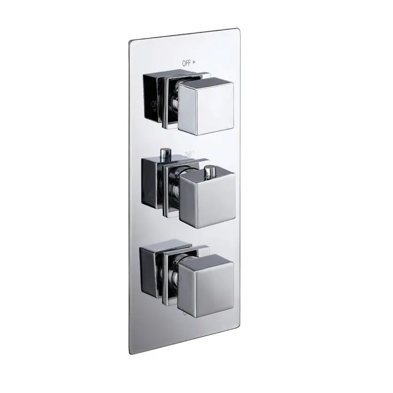 Messina Thermostatic Concealed Shower Mixer Three Outlet Square Chrome Plated