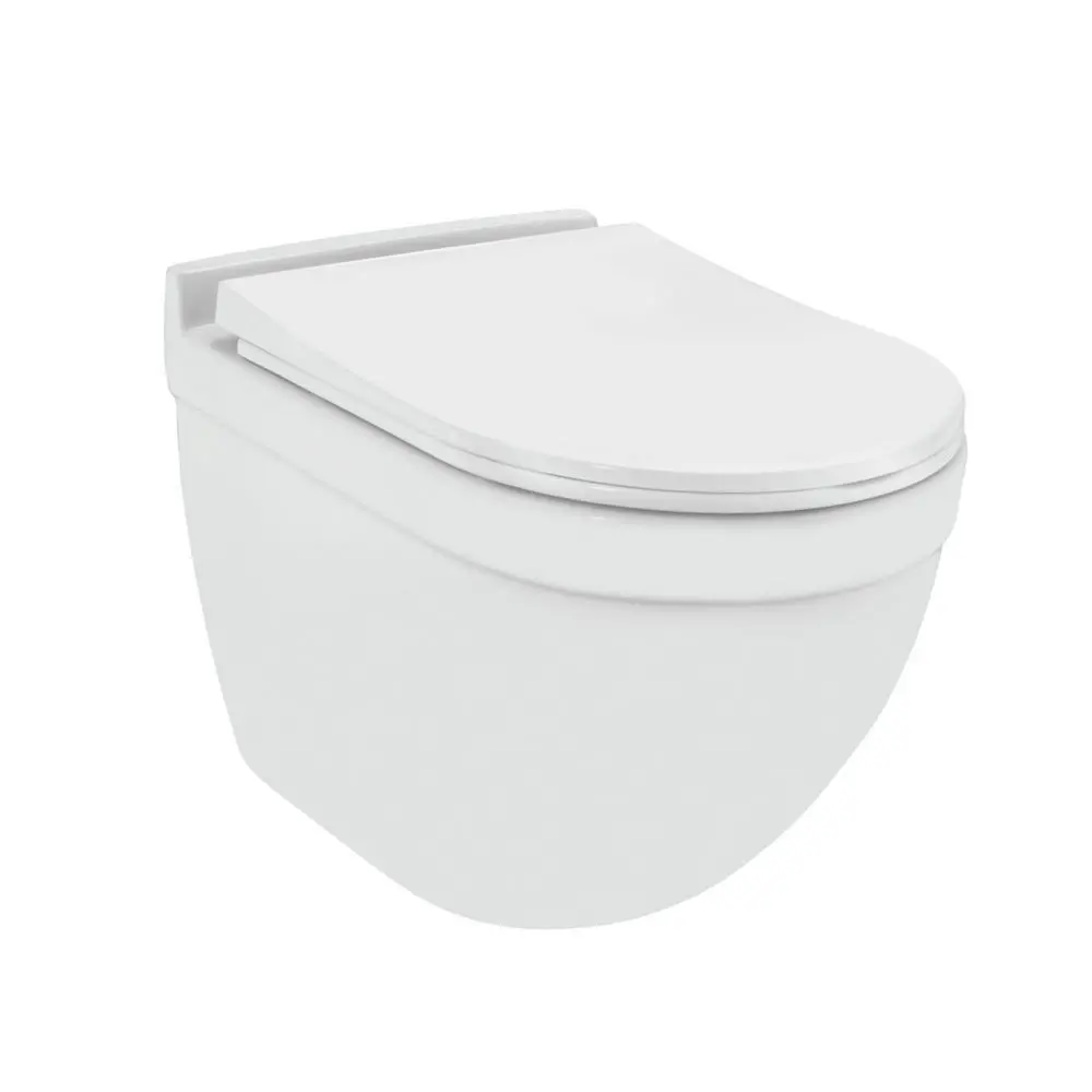 Jaquar Solo Rimless, Blind Installation Wall Hung Toilet With UF Soft Close Slim Seat Cover